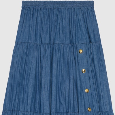 (W) 구찌 FW23 블루 와이드레그 플리츠 버튼 데님 진. 748653-XDCNJ-4011 Sizing (W) 구찌 FW23 블루 와이드레그 플리츠 버튼 데님 진. 748653-XDCNJ-4011