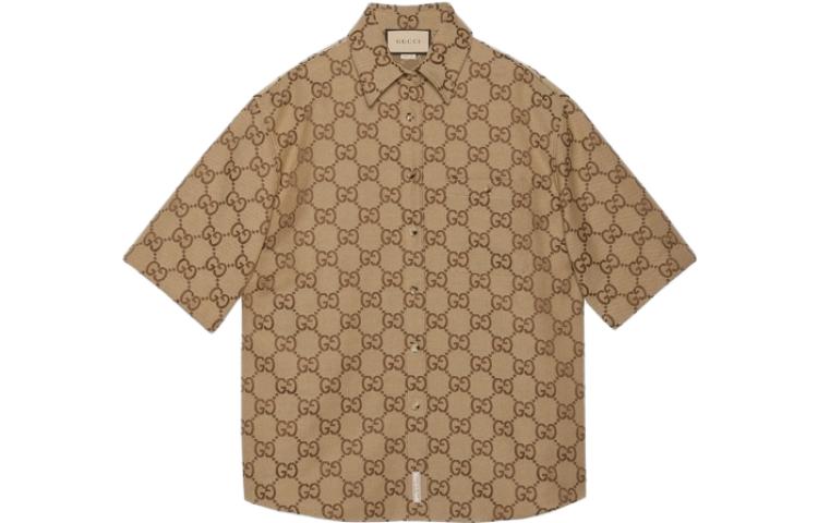 (Women) GUCCI FW23  Camel Classic Square Collar Long Sleeve Shirt. 754417-ZAHT5-2580