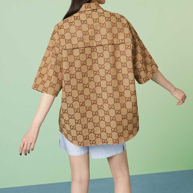 (Women) GUCCI FW23  Camel Classic Square Collar Long Sleeve Shirt. 754417-ZAHT5-2580 圖 5