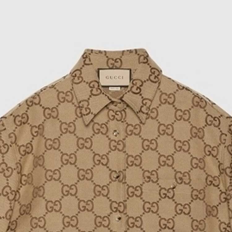 (Women) GUCCI FW23  Camel Classic Square Collar Long Sleeve Shirt. 754417-ZAHT5-2580 圖 6