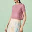 Shop (Women) GUCCI FW23 Diamond Letter Print Knit Pullover in Pearlescent Pink. 748886-XKDBL-6361