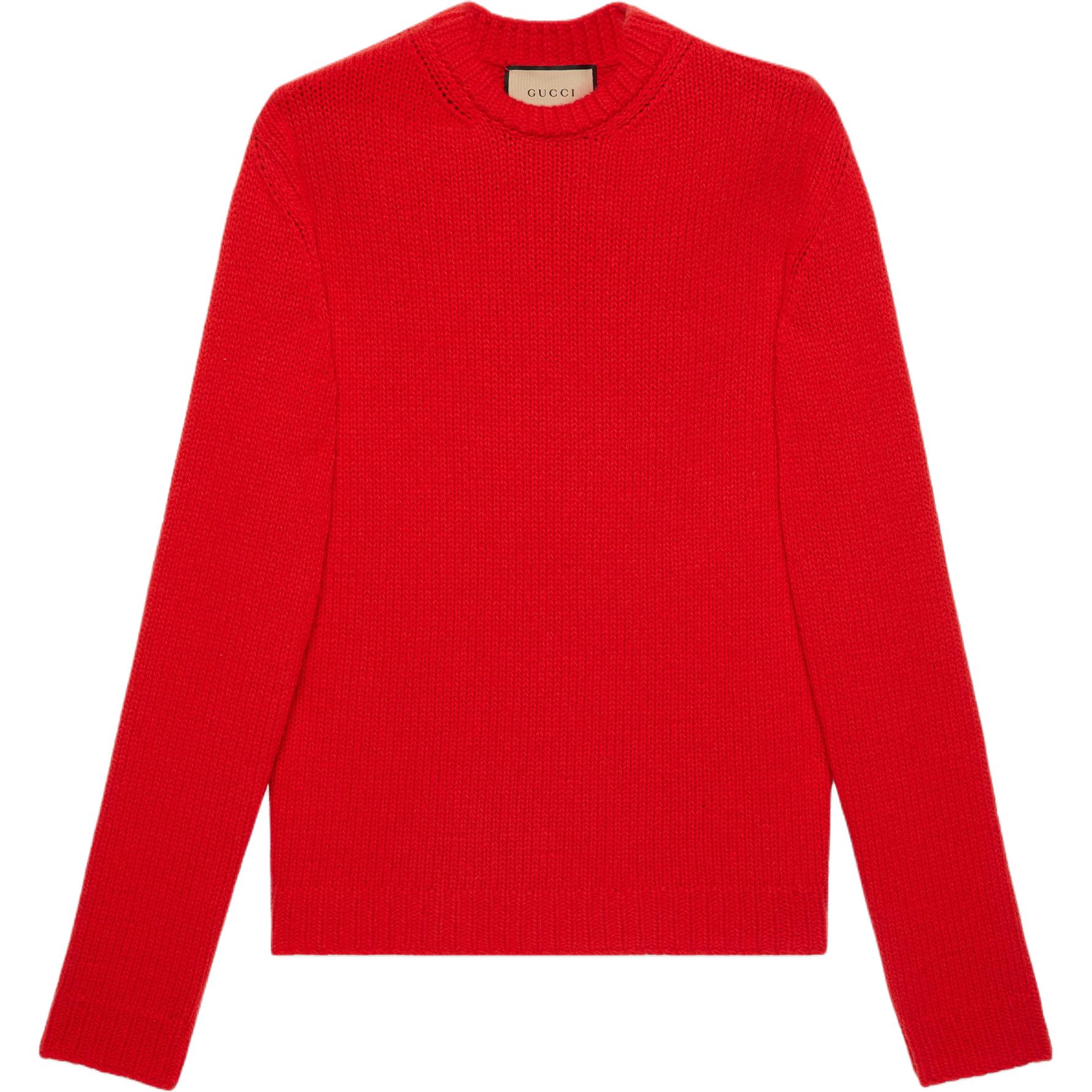 (Women) GUCCI FW23  Red Crewneck Sweater with Letter Print 766788-XKDMT-6367