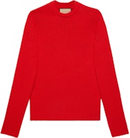 (Women) GUCCI FW23 Red Crewneck Sweater with Letter Print 766788-XKDMT-6367 (Women) GUCCI FW23 Red Crewneck Sweater with Letter Print 766788-XKDMT-6367
