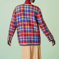 Shop (Women) GUCCI FW23 Wool Coat with Gold-Silver Thread Plaid - Multicolor. 752636-ZANFJ-4447
