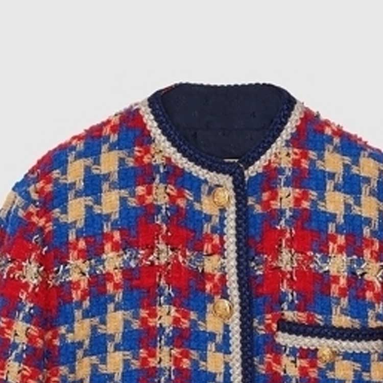 Details for (W) Abrigo de Lana GUCCI FW23 con Hilo Dorado-Plata Cuadros - Multicolor. 752636-ZANFJ-4447