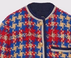 Details for (Women) GUCCI FW23 Wool Coat with Gold-Silver Thread Plaid - Multicolor. 752636-ZANFJ-4447