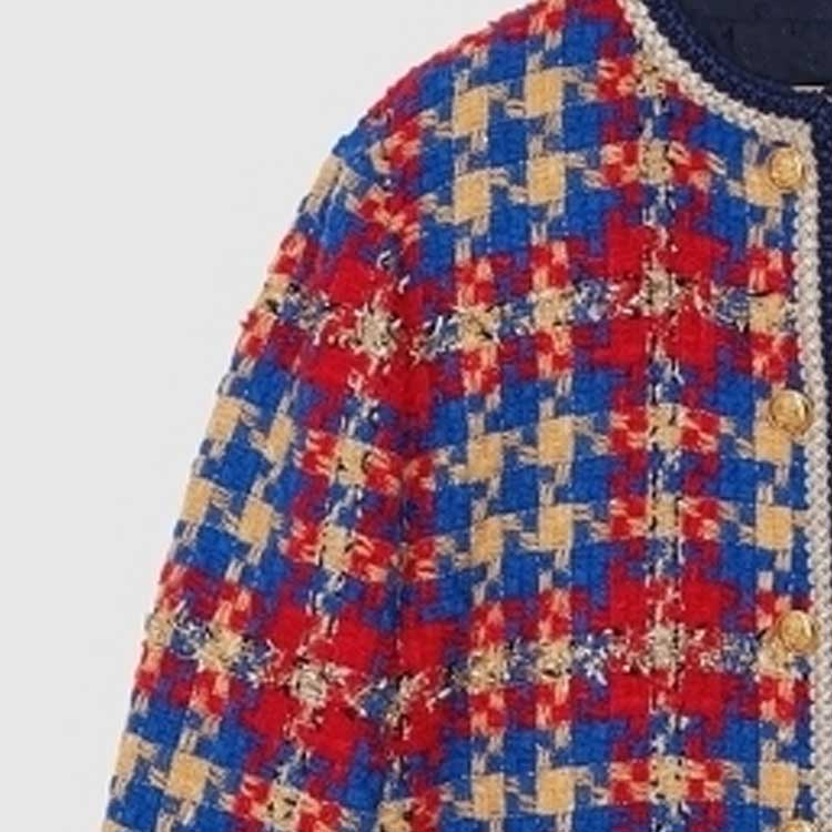 Sizing (W) Abrigo de Lana GUCCI FW23 con Hilo Dorado-Plata Cuadros - Multicolor. 752636-ZANFJ-4447