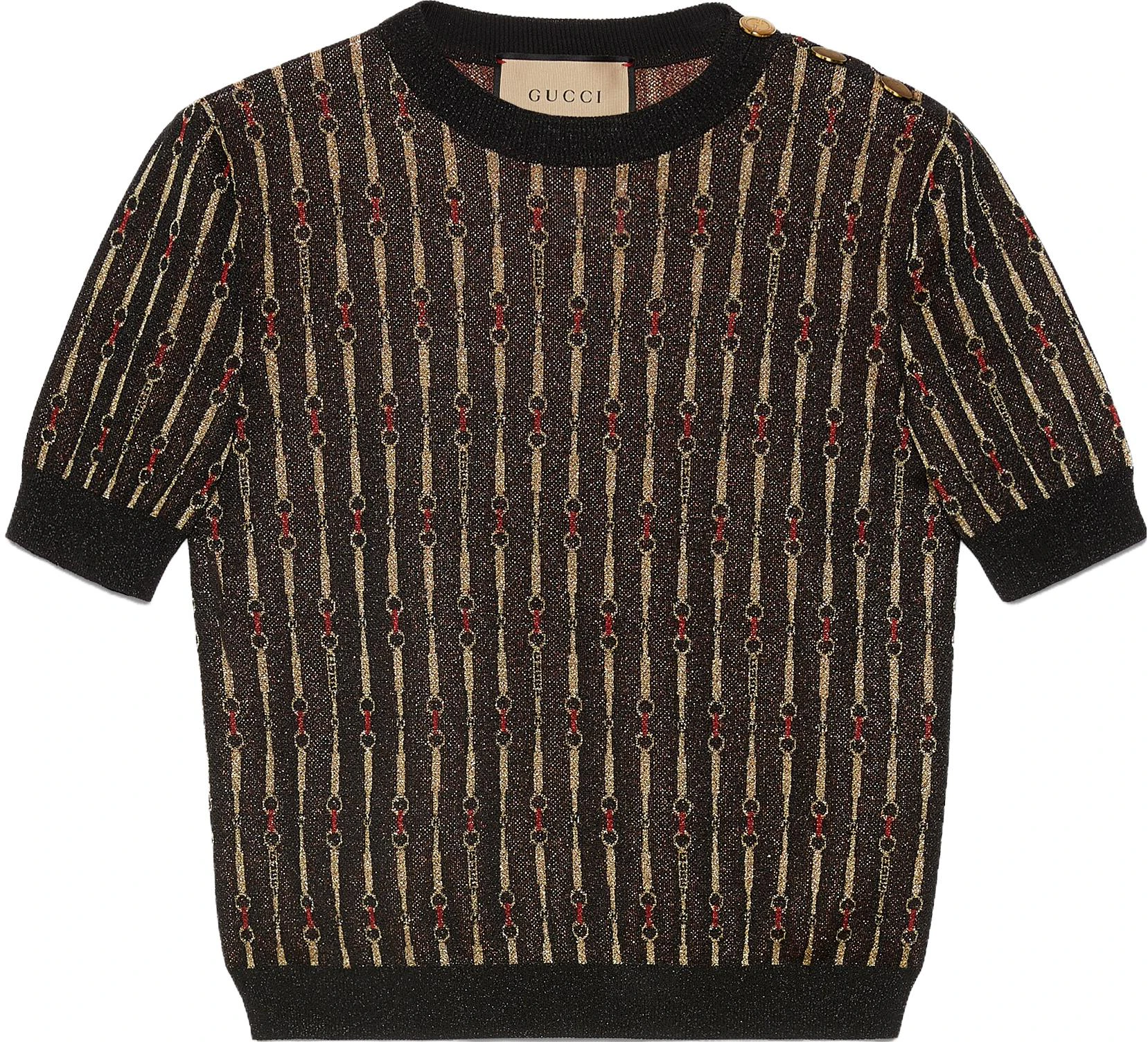 women-gucci-fw-23-black-jacquard-horsebit-knit-short-sleeve-top-for-women-766241-xkdmc-1082