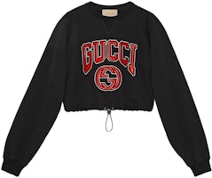 (Women) Gucci FW23 Black Logo Embroidered Crewneck Sweatshirt 760366-XJF0W-1043 (Women) Gucci FW23 Black Logo Embroidered Crewneck Sweatshirt 760366-XJF0W-1043