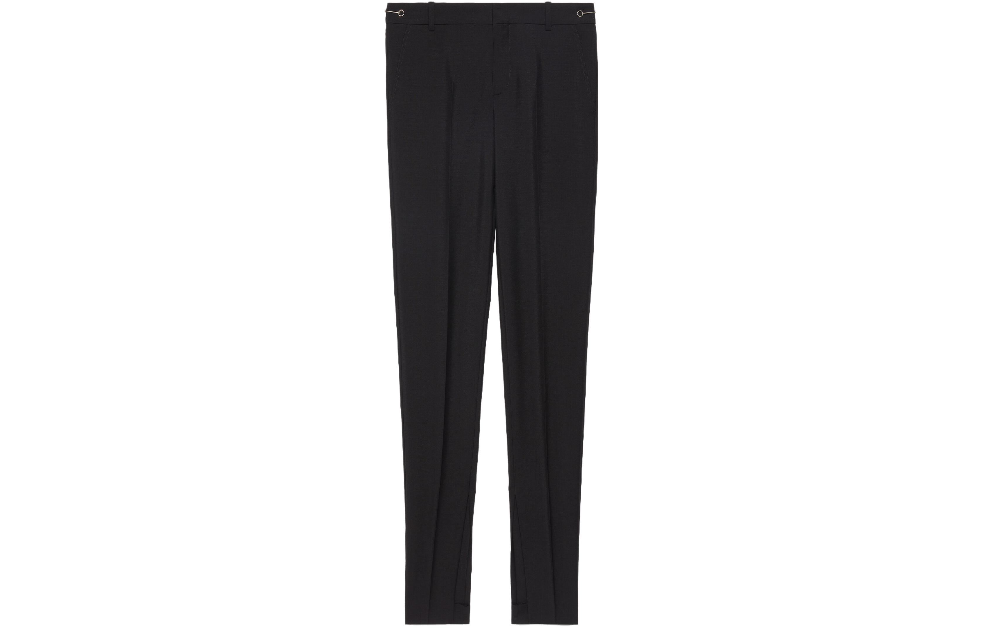 (Women) Gucci FW23 Black Solid Mid-Rise Pleated Trousers 769985-Z592B-1000