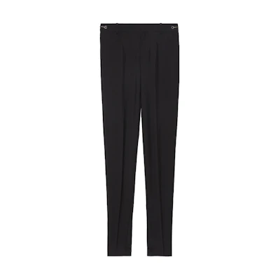 (Women) Gucci FW23 Black Solid Mid-Rise Pleated Trousers 769985-Z592B-1000