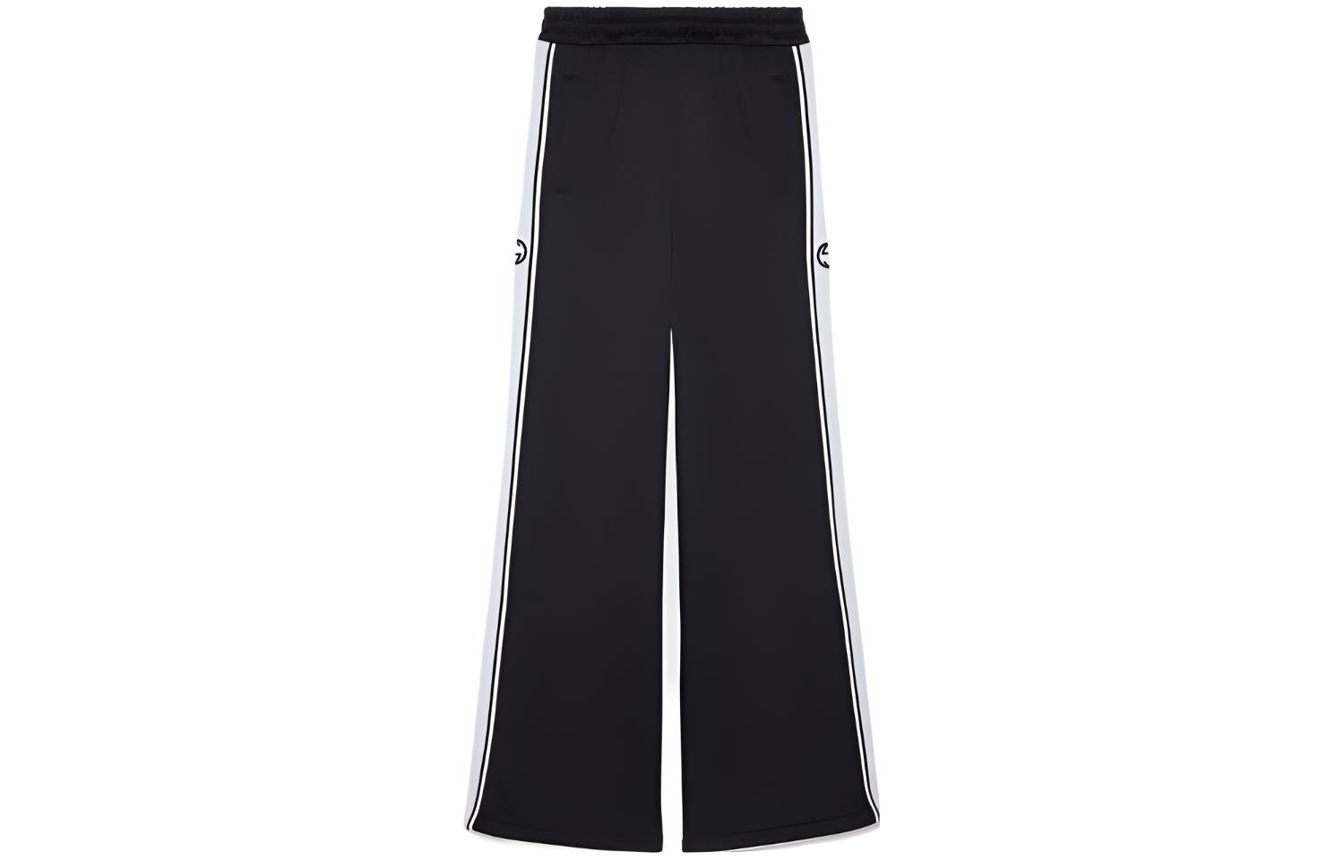 (Women) Gucci FW23 Black Track Pants with Embroidered Logo Stripes 773037-XJF7U-1043