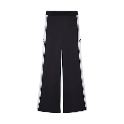 (Women) Gucci FW23 Black Track Pants with Embroidered Logo Stripes 773037-XJF7U-1043