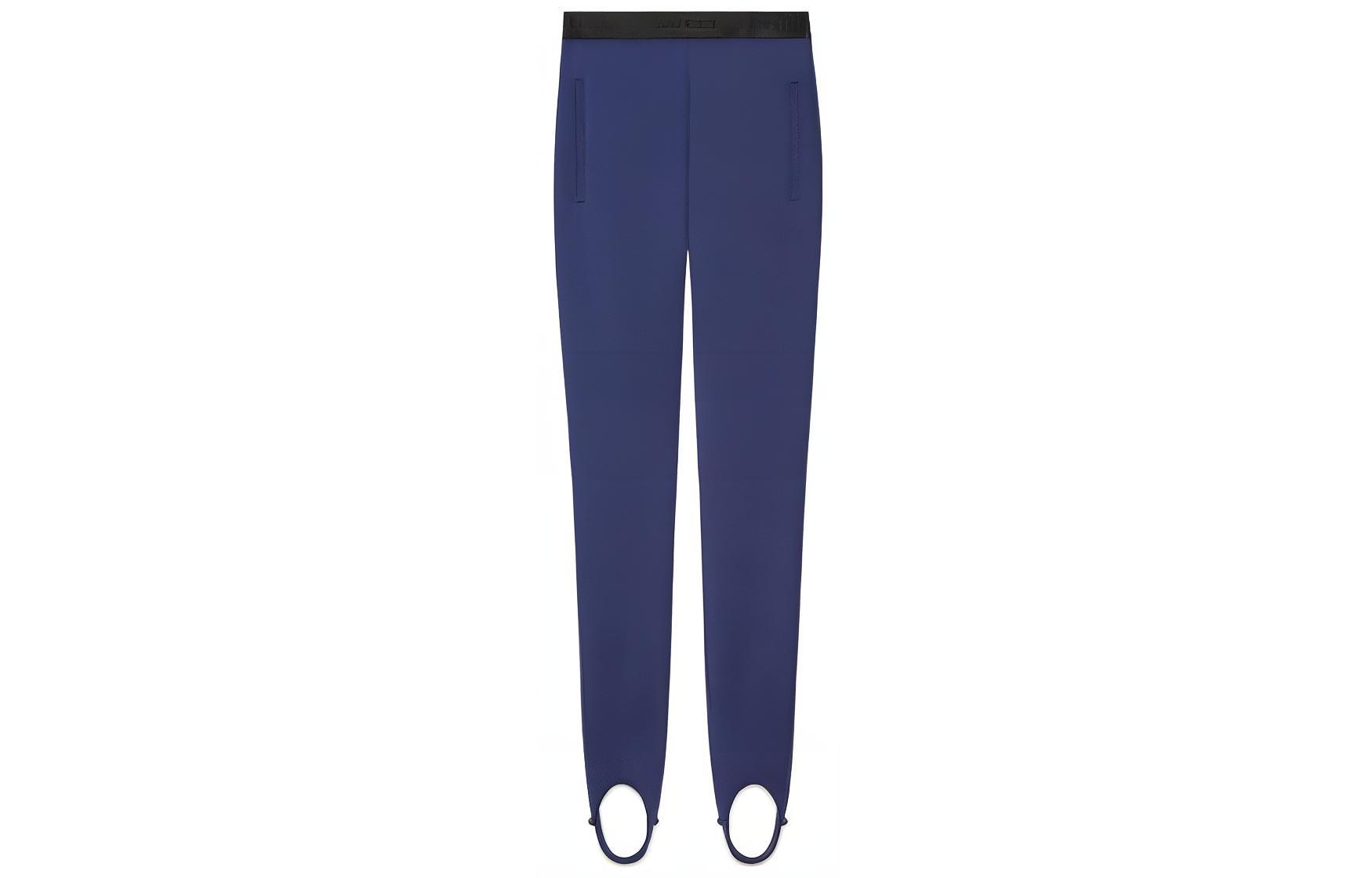 (Women) Gucci FW23 Blue High-Waisted Shiny Lycra Stirrup Pants 706304-ZAJLH-4486