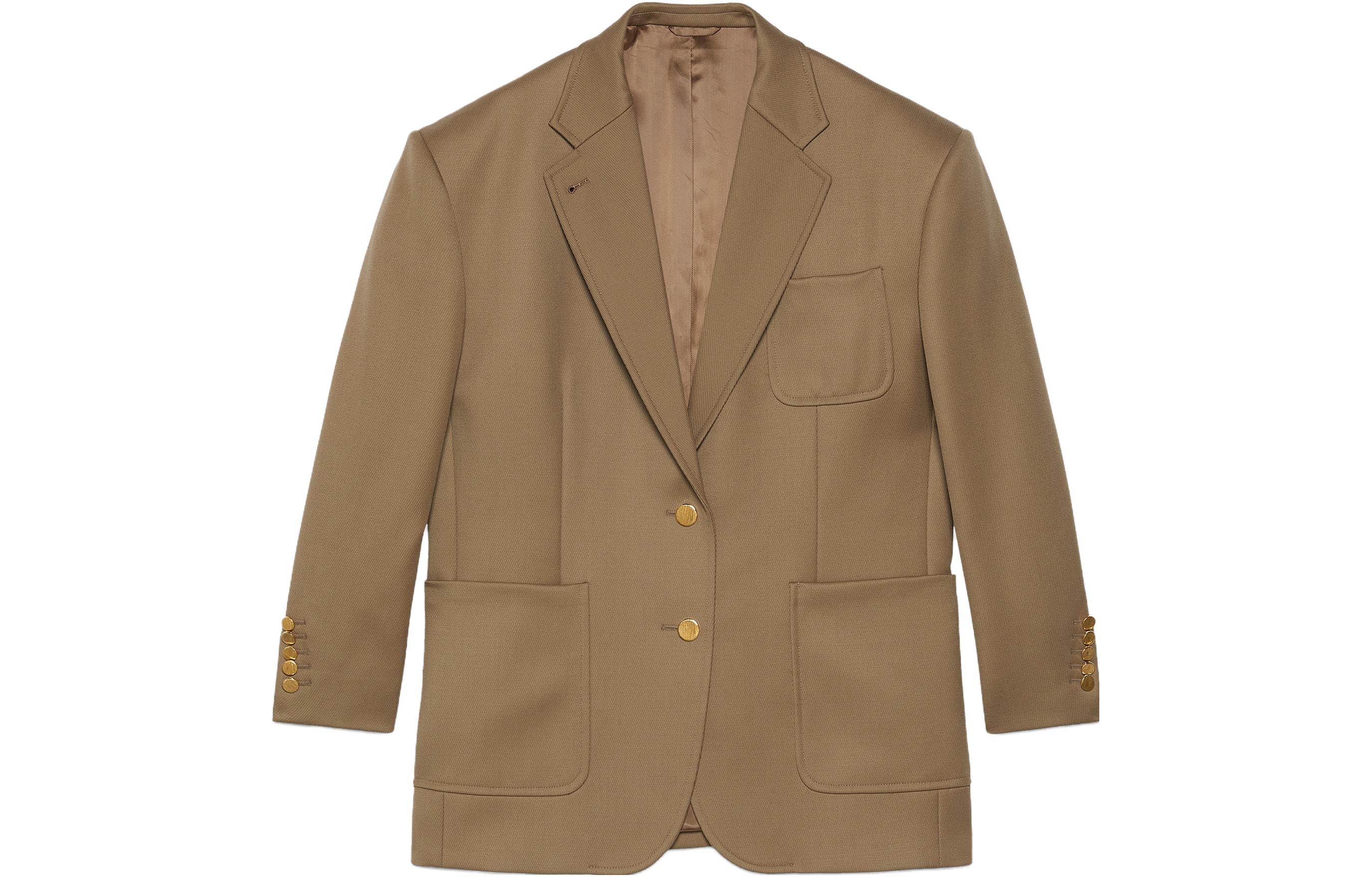 (Women) Gucci FW23 Camel Single-Breasted Long Sleeve Blazer 754866-ZANGH-2498