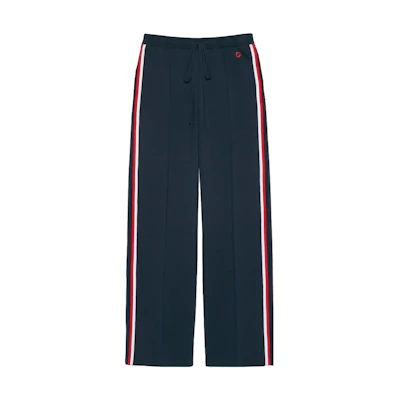 (Women) Gucci FW23 Color-Block Wide-Leg Track Pants in Deep Blue 757373-XKDGA-4330