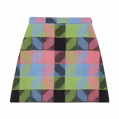 (Women) Gucci FW23 Colorblock High-Waist A-Line Casual Skirt Green 682353-ZAGLV-3484
