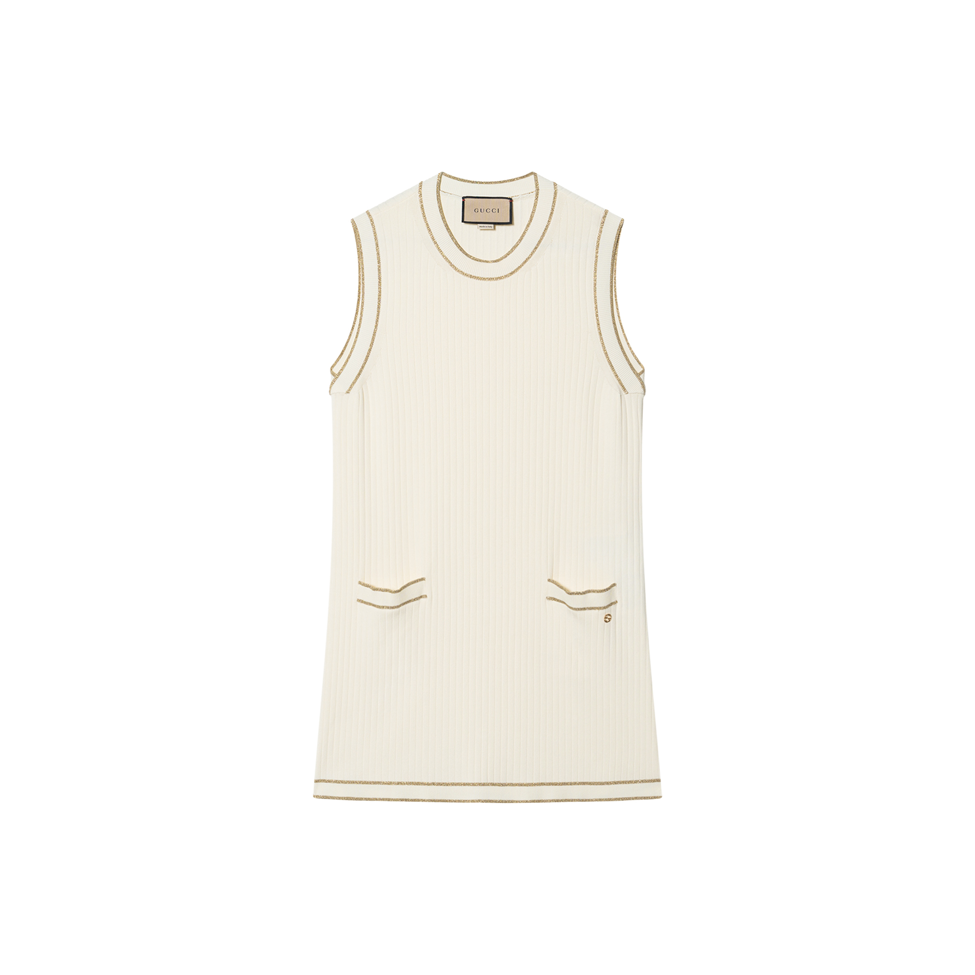 (Women) Gucci FW23 Colorblock Striped Sleeveless Dress Women 742980-XKC78-9485