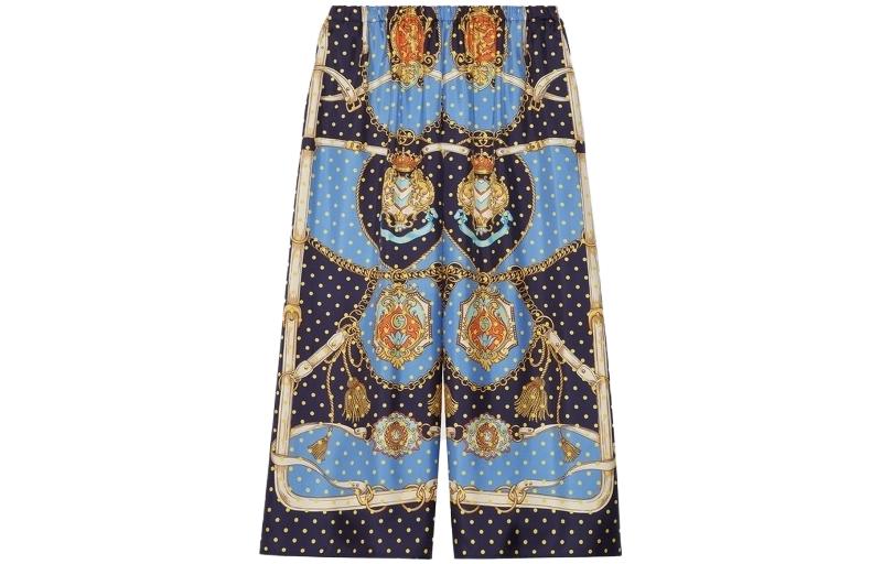 (Women) Gucci FW23 Colorblock Wide-Leg Badge Trousers Multicolor 744908-ZAN64-4717