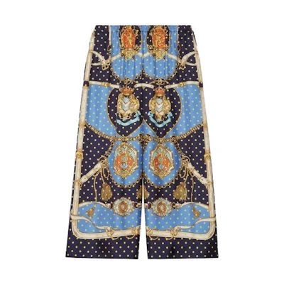 (Women) Gucci FW23 Colorblock Wide-Leg Badge Trousers Multicolor 744908-ZAN64-4717