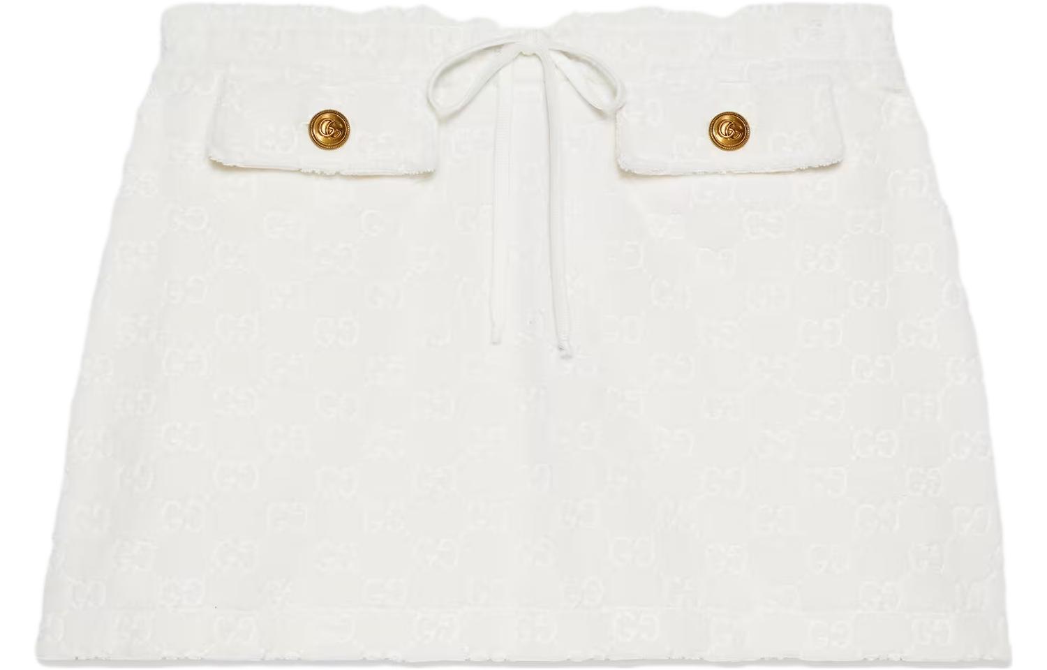 (Women) Gucci FW23 Embossed Elastic Waist Casual Mini Skirt 743030-XJFJK-9200