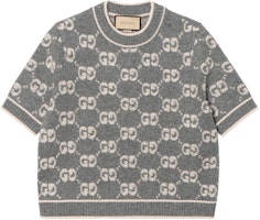 (Women) Gucci FW23 GG Jacquard Crew Neck Short Sleeve Knit Sweater 770059-XKCNA-1130 (Women) Gucci FW23 GG Jacquard Crew Neck Short Sleeve Knit Sweater 770059-XKCNA-1130