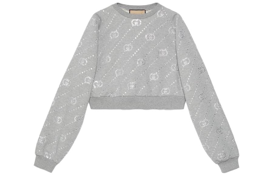 (Women) Gucci FW23 Gray Crystal Embellished Crewneck Sweatshirt 760613-XJF01-1056