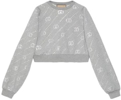 (Women) Gucci FW23 Gray Crystal Embellished Crewneck Sweatshirt 760613-XJF01-1056 (Women) Gucci FW23 Gray Crystal Embellished Crewneck Sweatshirt 760613-XJF01-1056
