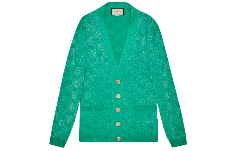 (Women) Gucci FW23 Green Knitted Sweater with Double G Pattern 599271-XKA5X-3136