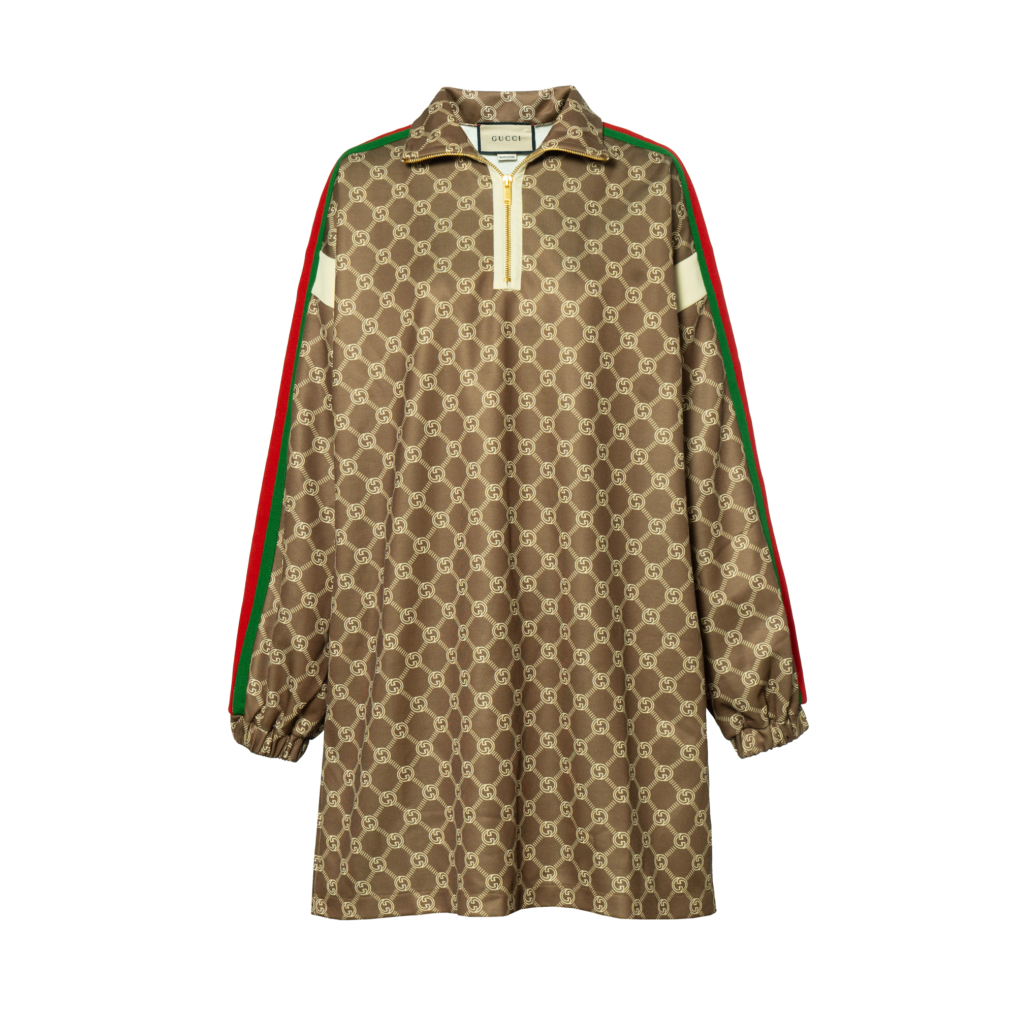 (Women) Gucci FW23 Interlocking G Knit Pullover Dress Khaki 678689-XJD1G-3357