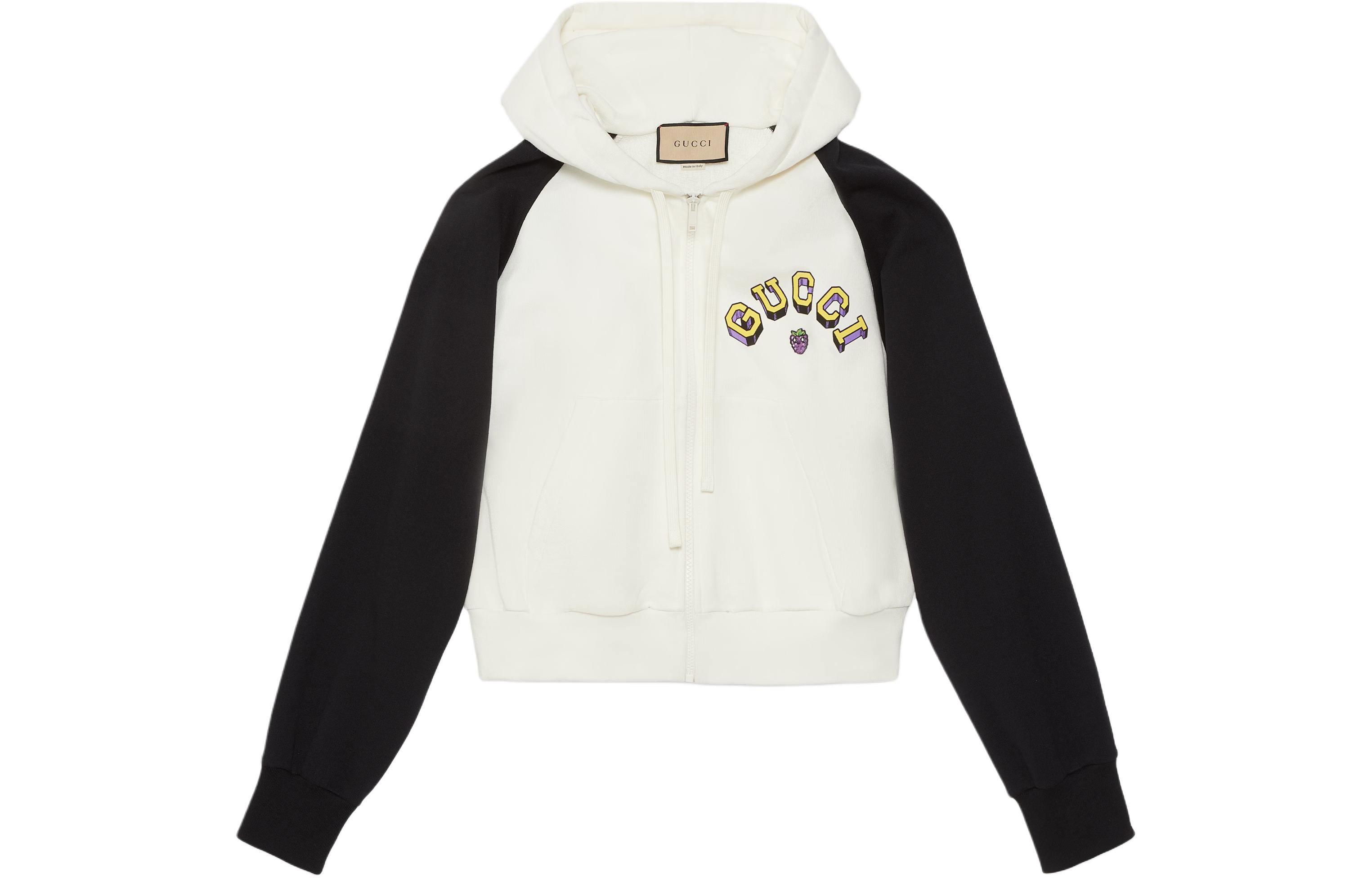 (Women) Gucci FW23 Multicolor Logo Patchwork Cropped Hoodie 773729-XJF8Q-9281