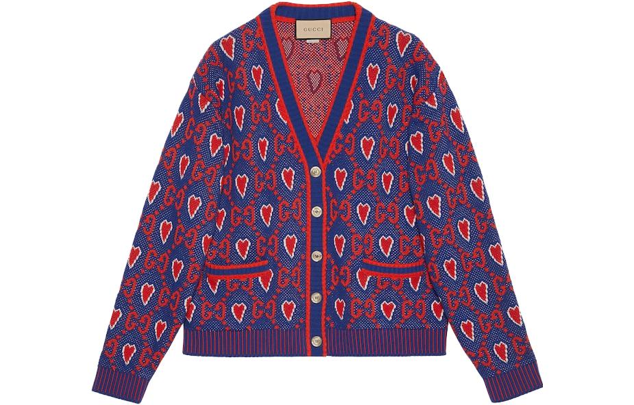 (Women) Gucci FW23 Multicolor Logo Print V-Neck Button Cardigan Sweater 752411-XKDFZ-4956