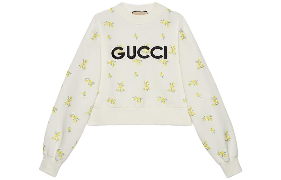(Women) Gucci FW23 Off-White Floral Monogram Crewneck Sweatshirt 765385-XJF0Z-9088