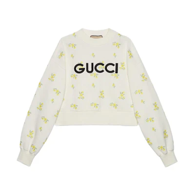(Women) Gucci FW23 Off-White Floral Monogram Crewneck Sweatshirt 765385-XJF0Z-9088