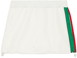 (Women) Gucci FW23 Off-White Striped Elastic Waist Short Skirt 760482-XJF17-9280 (Women) Gucci FW23 Off-White Striped Elastic Waist Short Skirt 760482-XJF17-9280