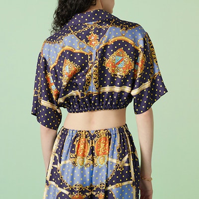 (W) 구찌 FW23 폴카 도트 큐반 칼라 반소매 셔츠 여성 블루 744796-ZANUR-4717 Shop (W) 구찌 FW23 폴카 도트 큐반 칼라 반소매 셔츠 여성 블루 744796-ZANUR-4717