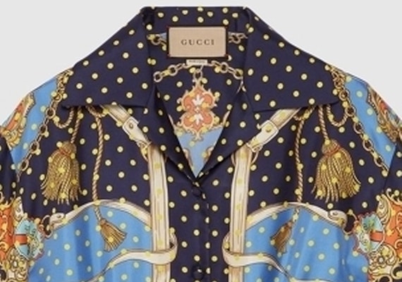 (W) 구찌 FW23 폴카 도트 큐반 칼라 반소매 셔츠 여성 블루 744796-ZANUR-4717 Details for (W) 구찌 FW23 폴카 도트 큐반 칼라 반소매 셔츠 여성 블루 744796-ZANUR-4717