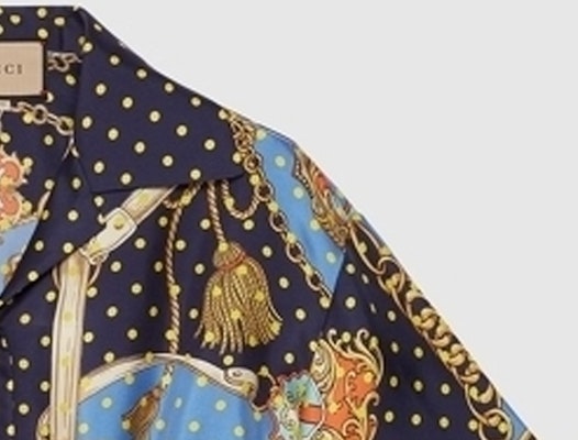 (W) 구찌 FW23 폴카 도트 큐반 칼라 반소매 셔츠 여성 블루 744796-ZANUR-4717 Sizing (W) 구찌 FW23 폴카 도트 큐반 칼라 반소매 셔츠 여성 블루 744796-ZANUR-4717