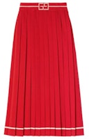 (Women) Gucci FW23 Red Casual Maxi Skirt with Color-block Letter Trim 748901-XKDG3-6367 (Women) Gucci FW23 Red Casual Maxi Skirt with Color-block Letter Trim 748901-XKDG3-6367