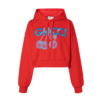 (Women) Gucci FW23 Red Embroidered Logo Hoodie 776910-XJGDR-6429