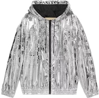 (Women) Gucci FW23 Silver Shiny Hooded Zip Jacket 752508-ZAMVK-1164 (Women) Gucci FW23 Silver Shiny Hooded Zip Jacket 752508-ZAMVK-1164