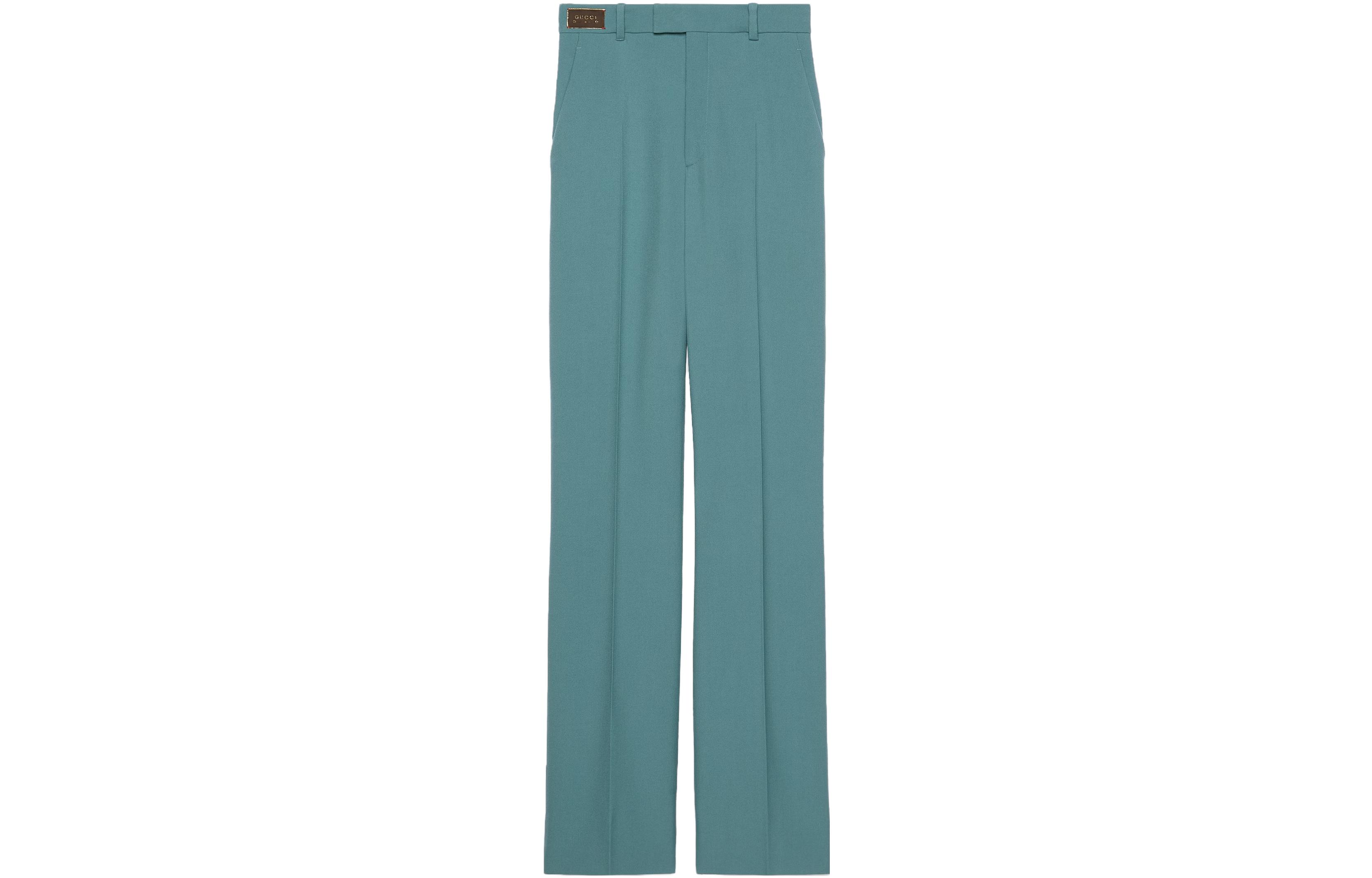 (Women) Gucci FW23 Solid Blue Side Zip Pocket Suit Pants 772219-ZHW51-4616