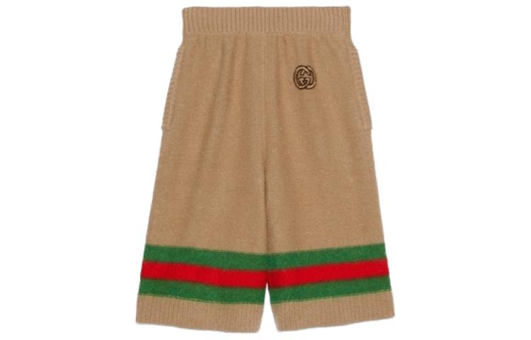(Women) Gucci FW23 Striped Knit Casual Shorts Beige 748931-XKDGL-2448