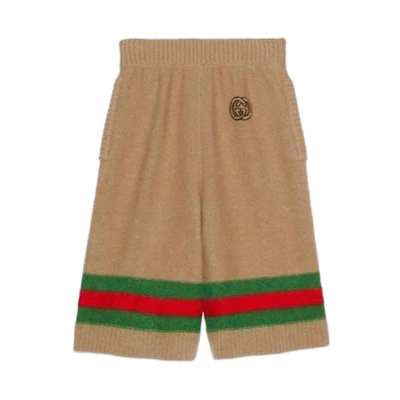 (Women) Gucci FW23 Striped Knit Casual Shorts Beige 748931-XKDGL-2448