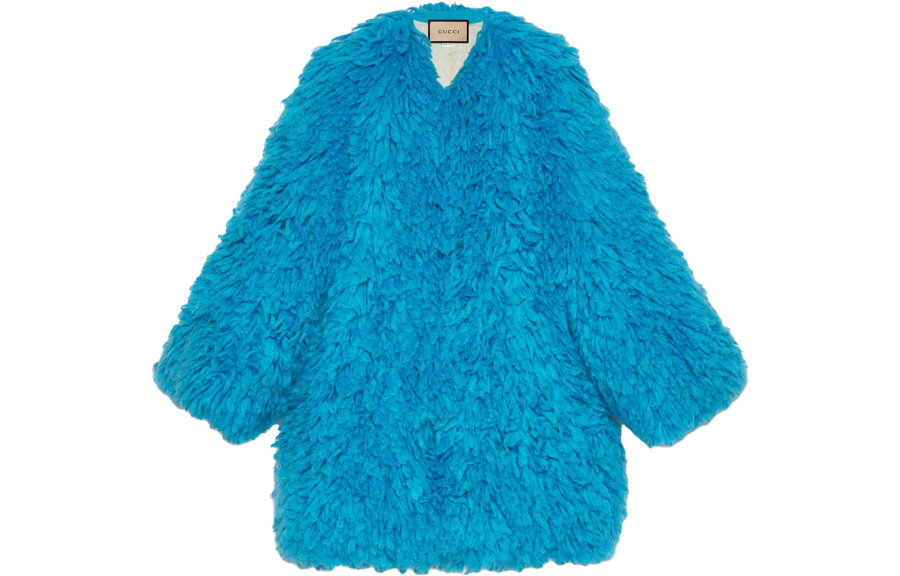 (Women) Gucci FW23 Teal Solid Casual Coat 757388-XKDHI-4126