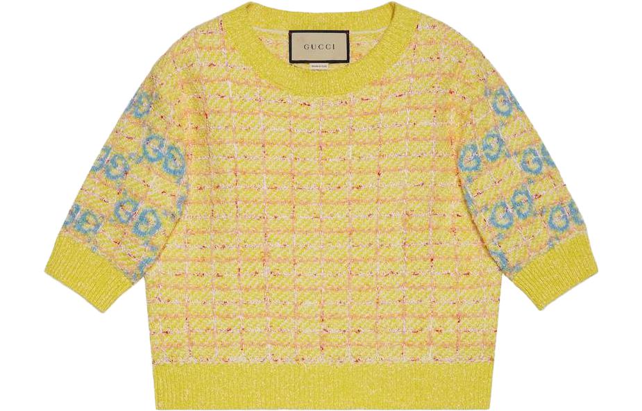 Buy (W) グッチ FW23 イエロー ロゴ入り ニットトップ 749026-XKDCZ-7782
