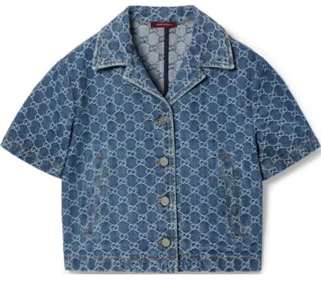 (W) Gucci Baju Biru Logo Jacquard Lengan Pendek Kolar Cuban FW24 788680-XDCZE-4266 Buy (W) Gucci Baju Biru Logo Jacquard Lengan Pendek Kolar Cuban FW24 788680-XDCZE-4266