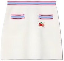 (Women) Gucci FW24 Ivory Striped Cherry Embroidered Knit Skirt 782255-XKD0H-9142 (Women) Gucci FW24 Ivory Striped Cherry Embroidered Knit Skirt 782255-XKD0H-9142
