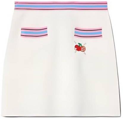 (W) グッチ FW24 アイボリー ストライプ チェリー刺繍 ニットスカート 782255-XKD0H-9142 Buy (W) グッチ FW24 アイボリー ストライプ チェリー刺繍 ニットスカート 782255-XKD0H-9142