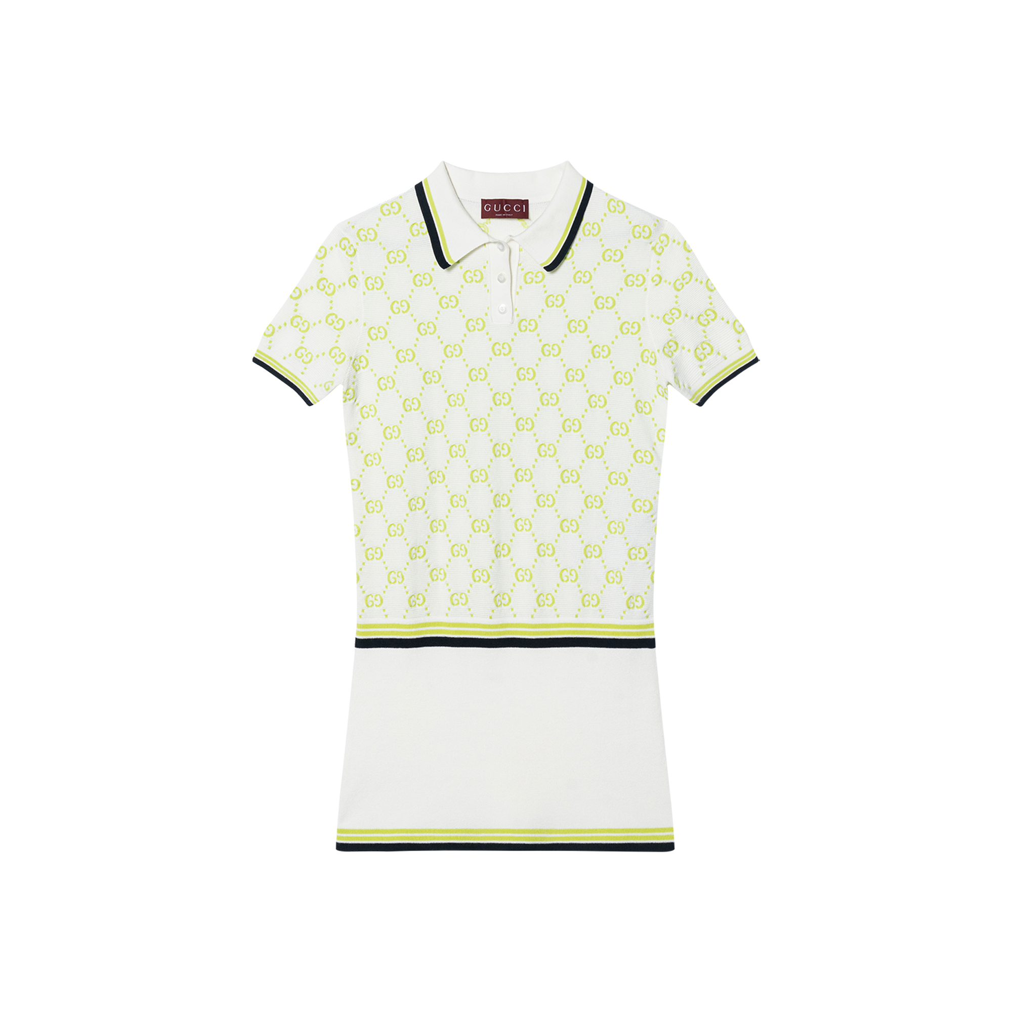 (Women) Gucci FW24 Lido Ivory White Short Sleeve Logo Knit Dress 788764-XKD1R-9172